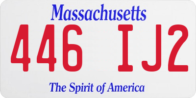 MA license plate 446IJ2