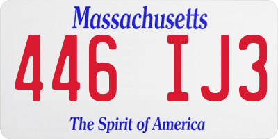 MA license plate 446IJ3