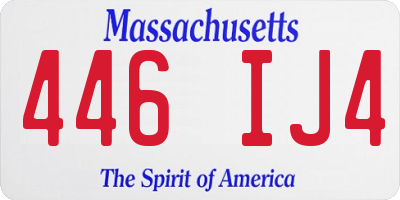 MA license plate 446IJ4