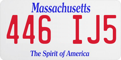 MA license plate 446IJ5