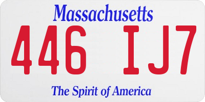 MA license plate 446IJ7