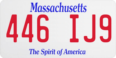MA license plate 446IJ9