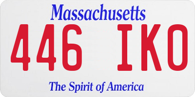 MA license plate 446IK0