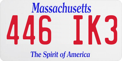 MA license plate 446IK3