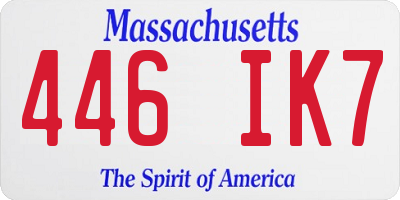 MA license plate 446IK7