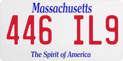 MA license plate 446IL9