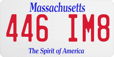 MA license plate 446IM8