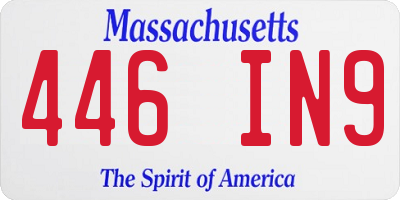 MA license plate 446IN9