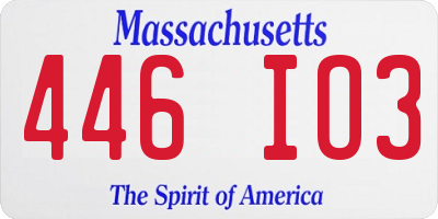 MA license plate 446IO3