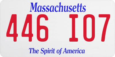 MA license plate 446IO7