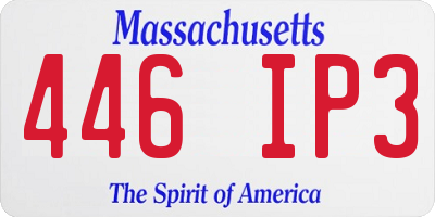 MA license plate 446IP3