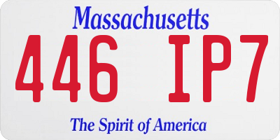 MA license plate 446IP7