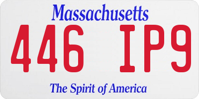 MA license plate 446IP9