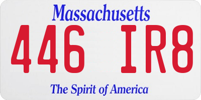 MA license plate 446IR8