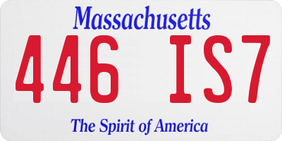 MA license plate 446IS7