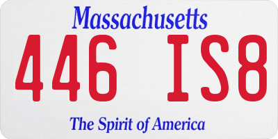 MA license plate 446IS8