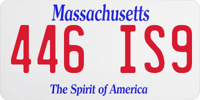 MA license plate 446IS9