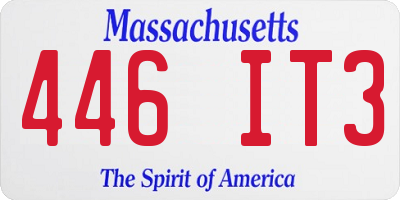 MA license plate 446IT3