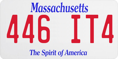 MA license plate 446IT4