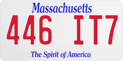 MA license plate 446IT7