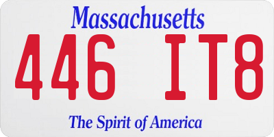 MA license plate 446IT8