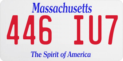 MA license plate 446IU7