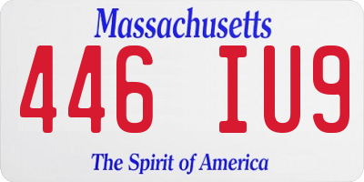 MA license plate 446IU9
