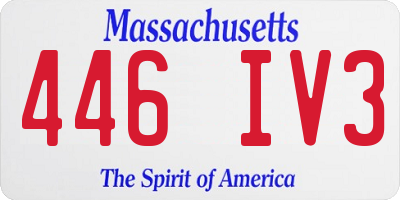 MA license plate 446IV3