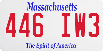 MA license plate 446IW3