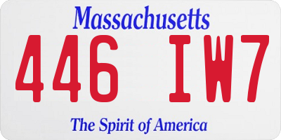 MA license plate 446IW7