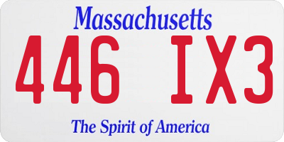 MA license plate 446IX3