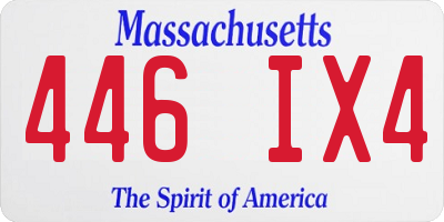 MA license plate 446IX4