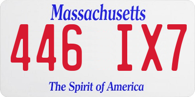 MA license plate 446IX7