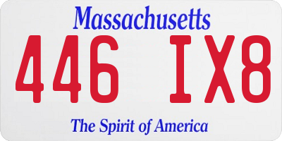 MA license plate 446IX8