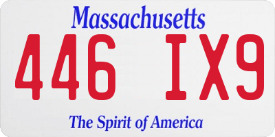 MA license plate 446IX9