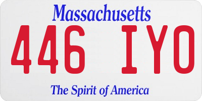 MA license plate 446IY0