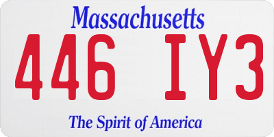 MA license plate 446IY3