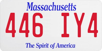 MA license plate 446IY4