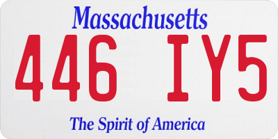 MA license plate 446IY5