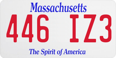 MA license plate 446IZ3