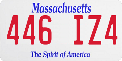MA license plate 446IZ4