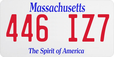 MA license plate 446IZ7