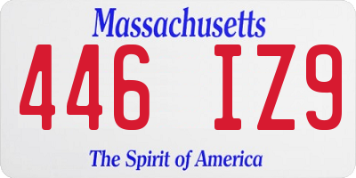 MA license plate 446IZ9