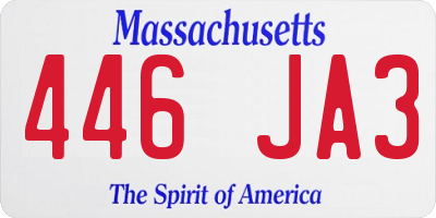 MA license plate 446JA3