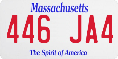 MA license plate 446JA4