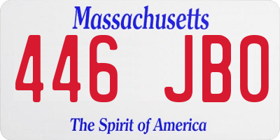 MA license plate 446JB0