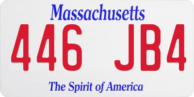 MA license plate 446JB4