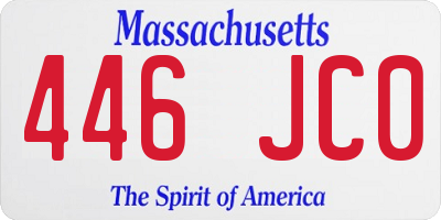 MA license plate 446JC0