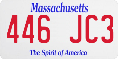 MA license plate 446JC3