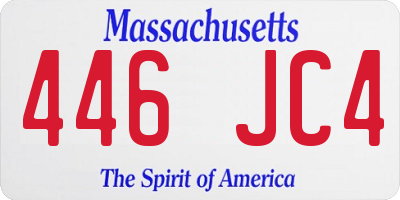 MA license plate 446JC4